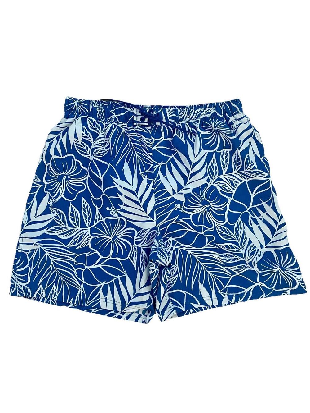 Nautica Men's Blue Tropical Print Bathing Shorts Swim Trunks Mesh Lined XL